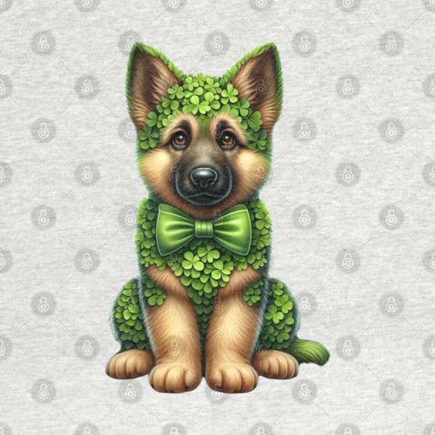 Clover German Shepherd Dog St Patricks Day by Chromatic Fusion Studio